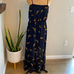 KENSIE Butterfly Black Maxi Dress Medium